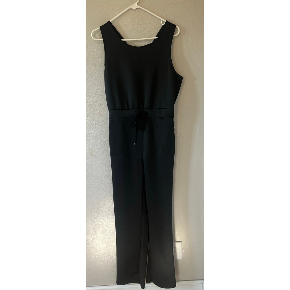 Women's‎ Athleisure Black Jumpsuit Pockets Tie String Waist Size XL